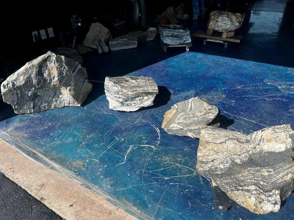 Uncut blocks of layered migmatite